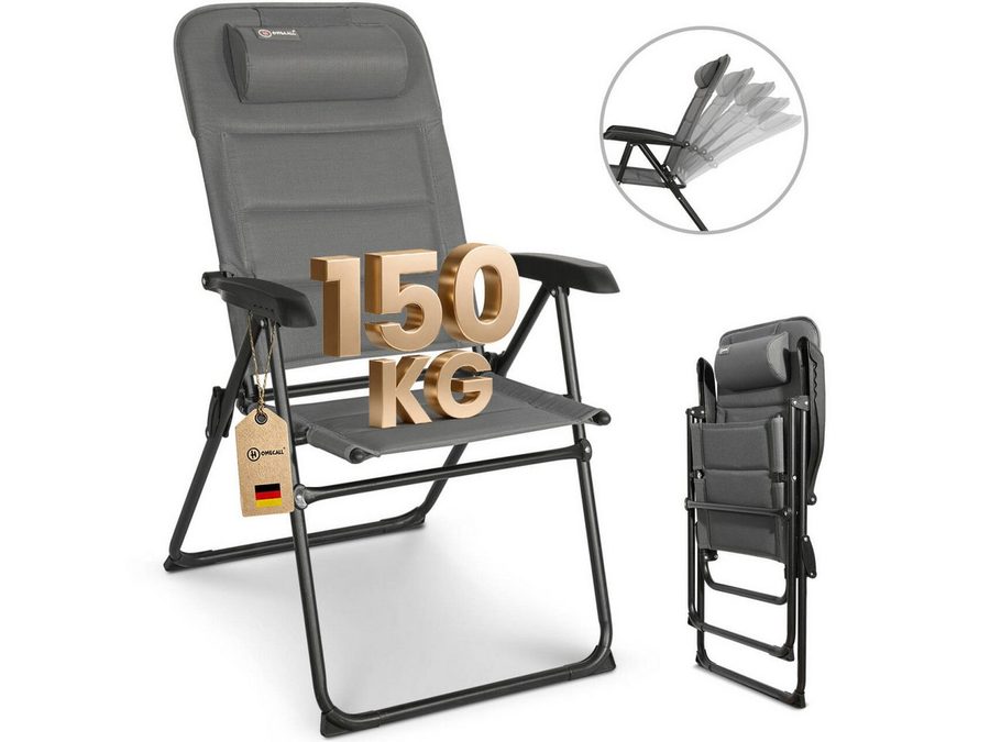 Homecall Campingstuhl Gartenstuhl Klappbar, Mit Quick-Dry-Schaum, 5 fach verstellbar, bis 150kg von Homecall
