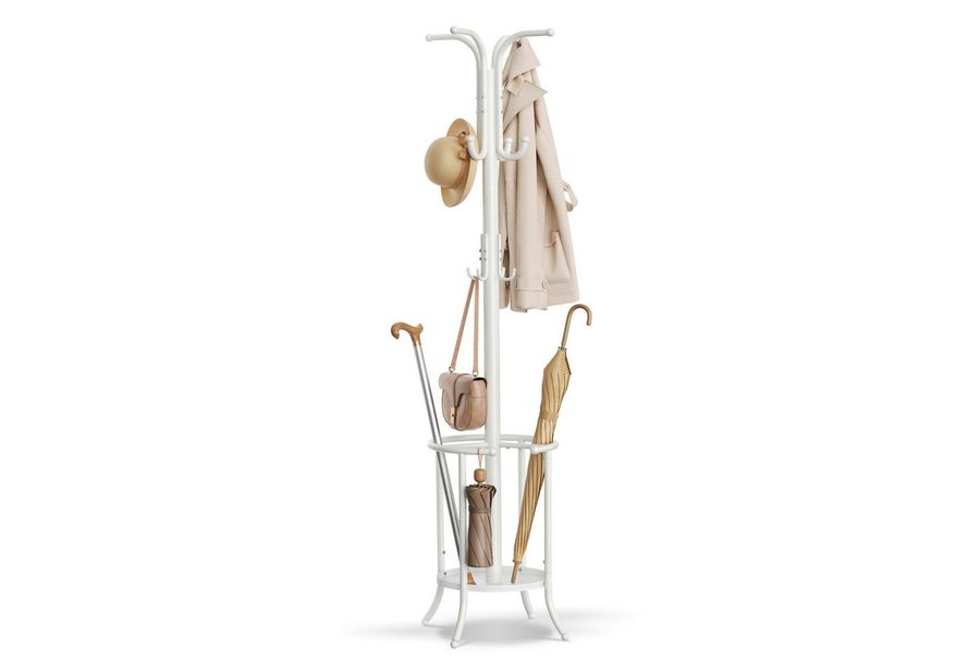 SONGMICS Garderobenständer Kleiderständer, mit Regenschirmständer, 12 Haken, Metall, 175,5 cm hoch von SONGMICS