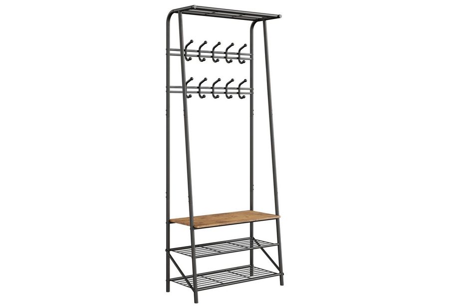 GarveeMore Garderobenständer Garderobenständer Kleiderständer mit Schuhbank,4-in-1 Design Garderobe von GarveeMore