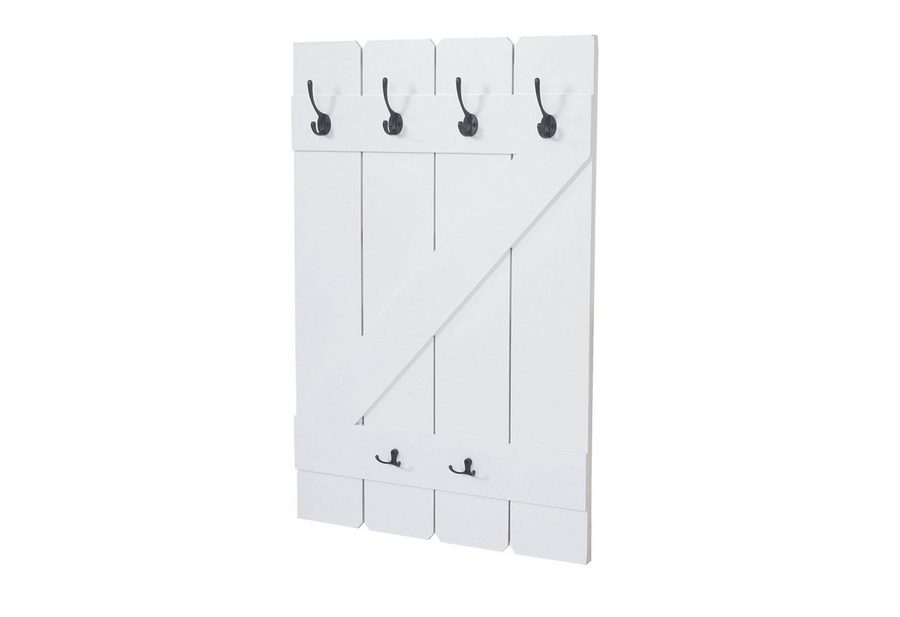 BERLINLODGE® Wandgarderobe Garderobe Garderobenpaneel HxBxT 91x60x10cm 6 Haken, Landhaus-Design: Shabby-Look für charmante & wohnliche Akzente von BERLINLODGE®