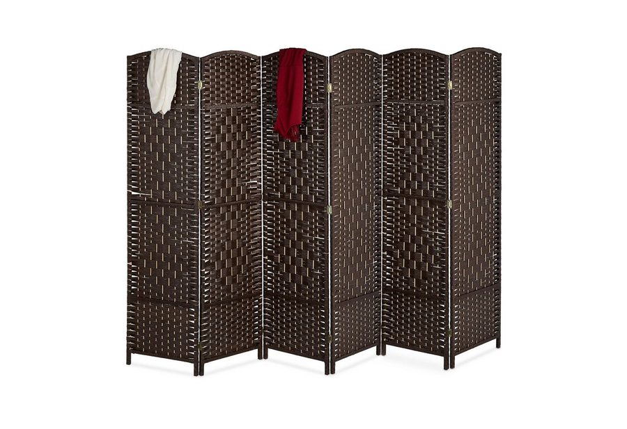 relaxdays Paravent Raumteiler 6-teilig (6 St), braun von RELAXDAYS