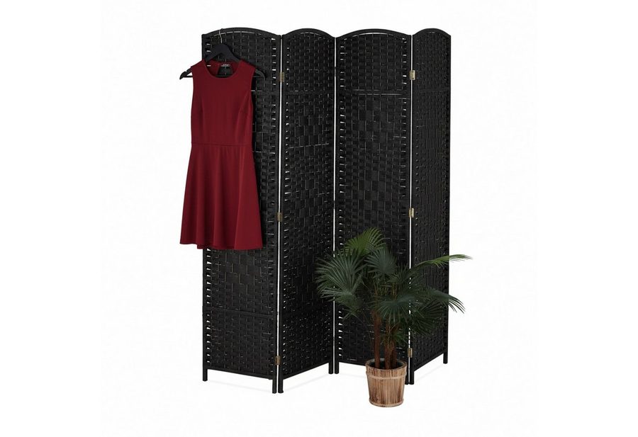 relaxdays Paravent Raumteiler 4-teilig (4 St), schwarz von RELAXDAYS