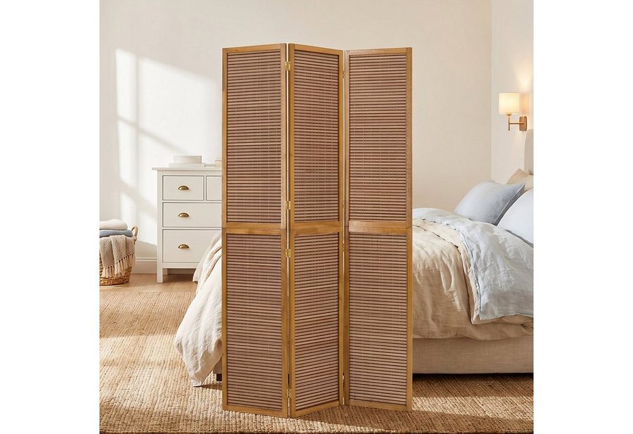 Homestyle4u Paravent Raumteiler Indoor Holz Trennwand Sichtschutz 132-264x175 klappbar (3-teilig), faltbar von Homestyle4u