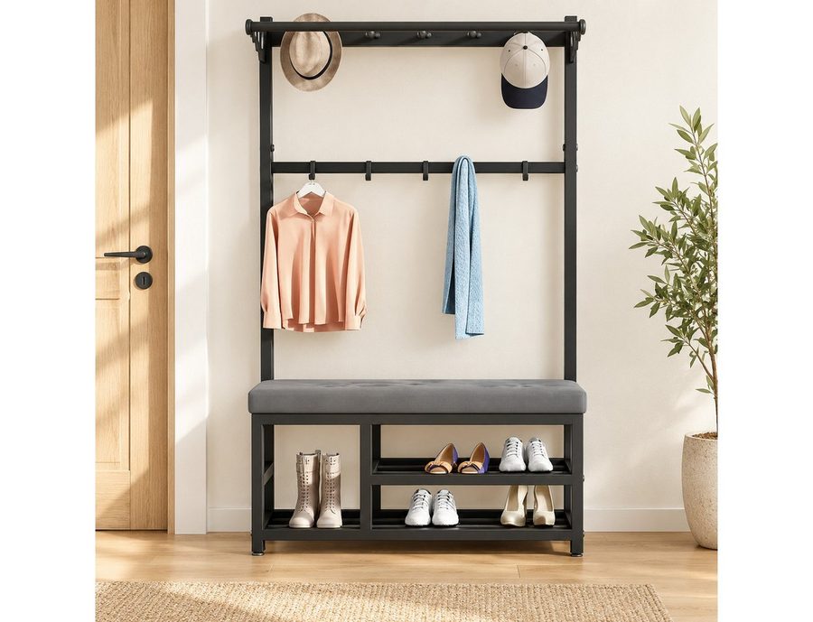 OYLCDI Garderobenständer Kleiderständer Garderobe mit Schuhbank, flurgarderobe, garderobe flur, (Schuhregal,Garderobe), mit 9 Kleiderhaken von OYLCDI