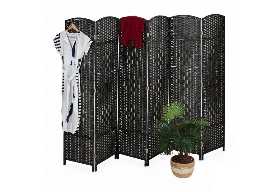 relaxdays Paravent Raumteiler 6-teilig (6 St), schwarz von RELAXDAYS