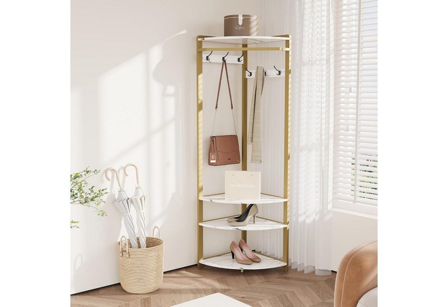 GarveeMore Garderobenständer Garderobenständer, Metall-Eckgarderobe Flurbaum Kleiderständer von GarveeMore