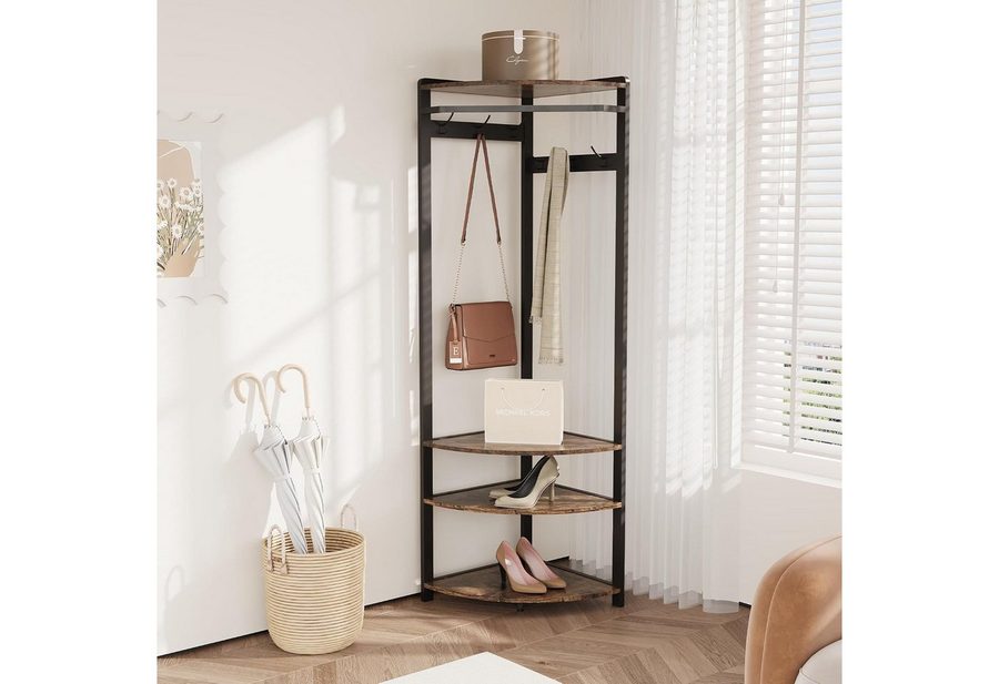 GarveeMore Garderobenständer Garderobenständer, Metall-Eckgarderobe Flurbaum Kleiderständer von GarveeMore