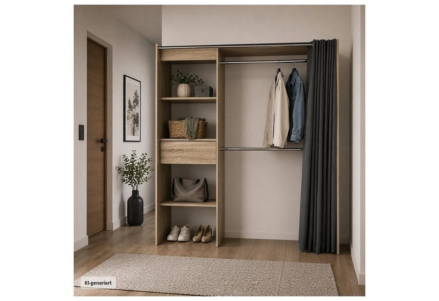HTI-Living Garderobenständer Offene Garderobe mit Vorhang Sonoma, (Stück, 1 St., 1 Garderobe) von HTI-Living