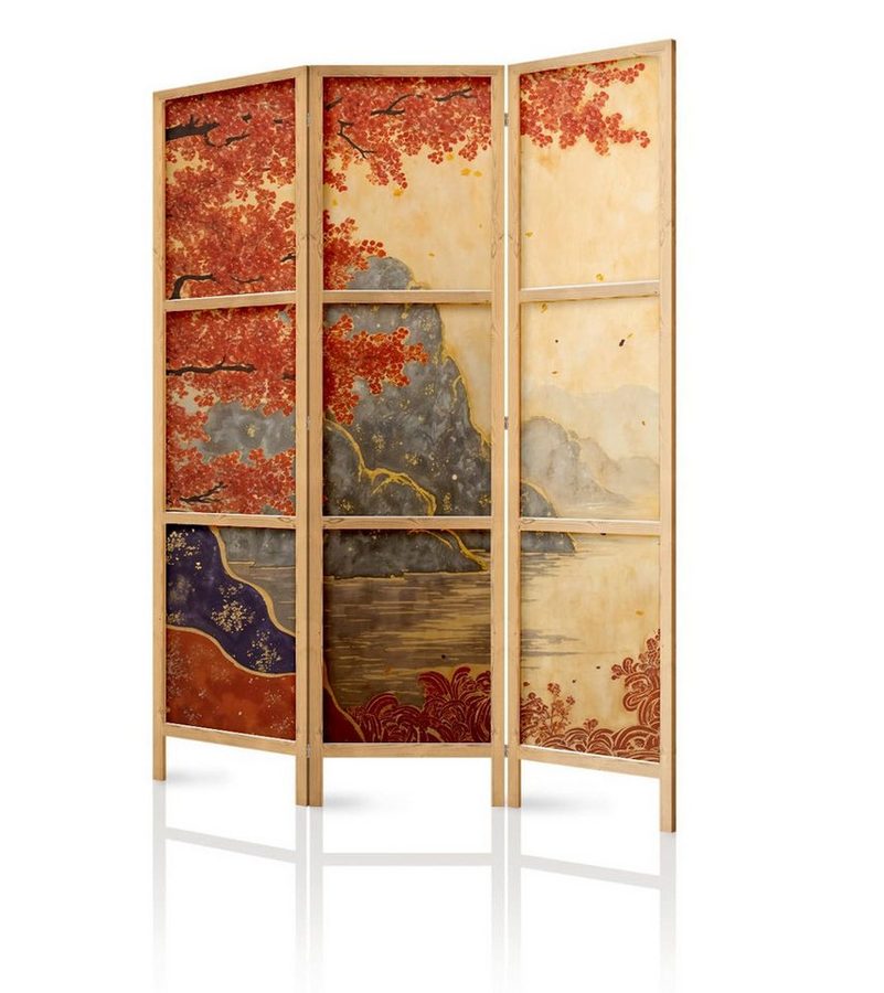 framed concept Paravent, Raumteiler Holz Japan-Motiv, 135x172 & 225x172 cm, einseitig von framed concept