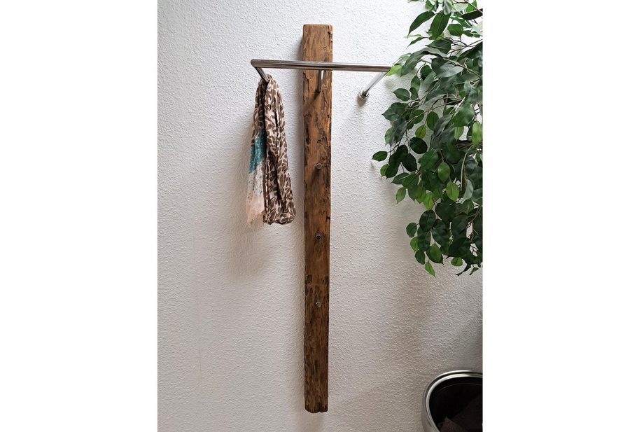 Möbel Akut Wandgarderobe Wandgarderobe 145 cm Teakholz mit 3 Haken B/H/T: 34/145/30 cm von Möbel Akut