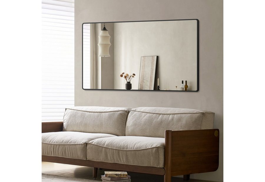 Hopibath Wandspiegel 120x70cm Wandspiegel für Wohnzimmer Schlafzimmer Extra groß (Spiegel mit Alurahmen, 5mm Glas), 4 Installationsmethoden von Hopibath