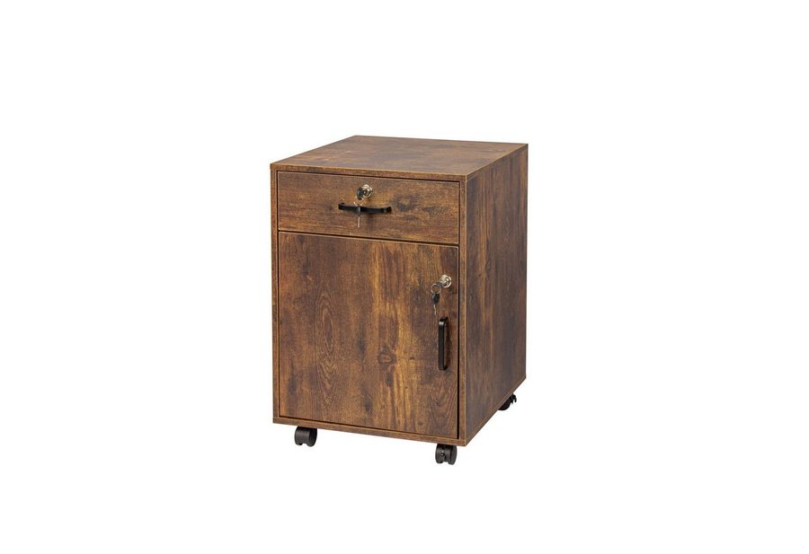 relaxdays Rollcontainer Abschließbarer Rollcontainer, (5 St), Vintagebraun von RELAXDAYS
