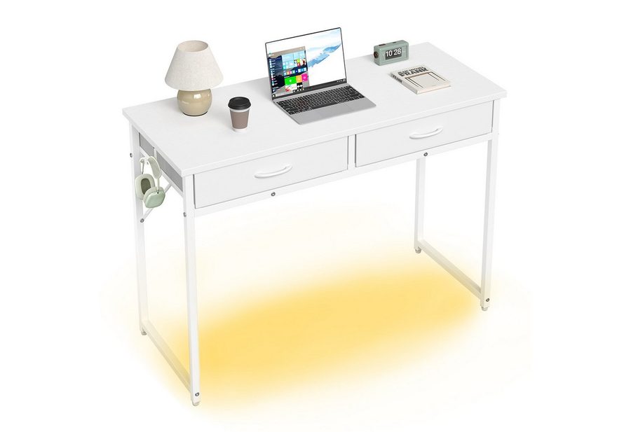 Pinmoco Schreibtisch Ein Schreibtisch mit Schubladen, ein Schminktisch, 106 cm breit. von Pinmoco