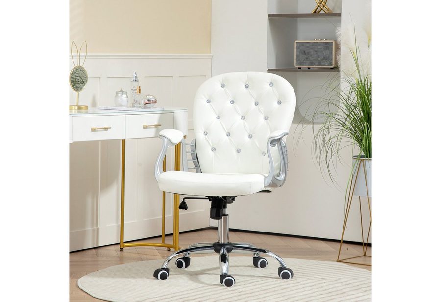 Vinsetto Bürostuhl Homeoffice Stuhl mit Kunstlederoptik höhenverstellbar Drehstuhl (Chefsessel, 1 St), für Wohnzimmer, Büro, Weiß von Vinsetto