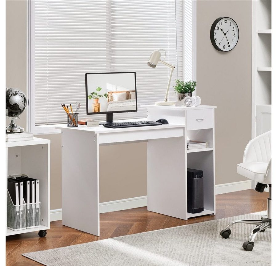 Yaheetech Schreibtisch mit offenen Ablagefächern & Schublade, Arbeitstisch Computertisch für Homeoffice von Yaheetech