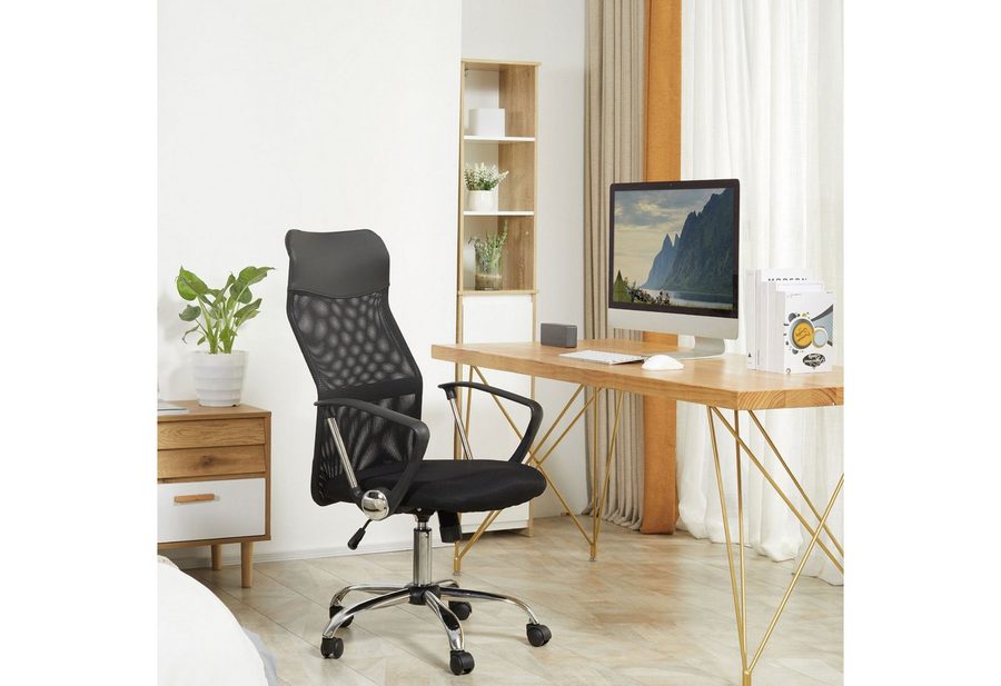 HOMCOM Bürostuhl Drehstuhl mit Wippenfunktion Gaming Stuhl Schaumstoff Netz von HOMCOM