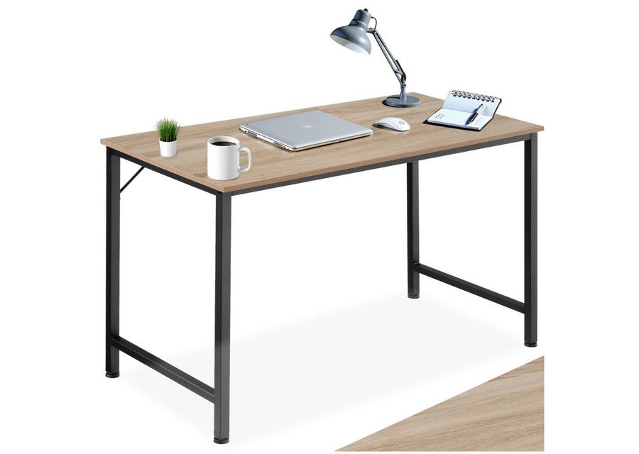 tectake Schreibtisch Bürotisch aus Holz und Stahl, Höhe 75,5 cm (Arbeitstisch Jenkins, 1-St., in Industrial Holz hell, Eiche Sonoma), große Beinfreiheit, mit höhenverstellbaren Kunststofffüßen von TECTAKE