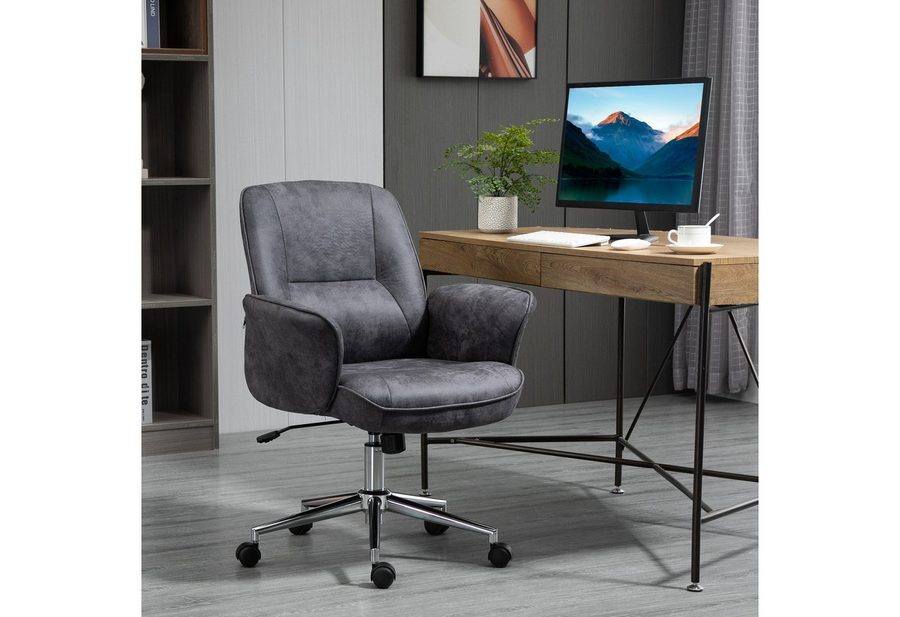 Vinsetto Bürostuhl mit Wippenfunktion bis 120 kg Mikrofaser Dunkelgrau 67 x 69 x 92-102 cm von Vinsetto