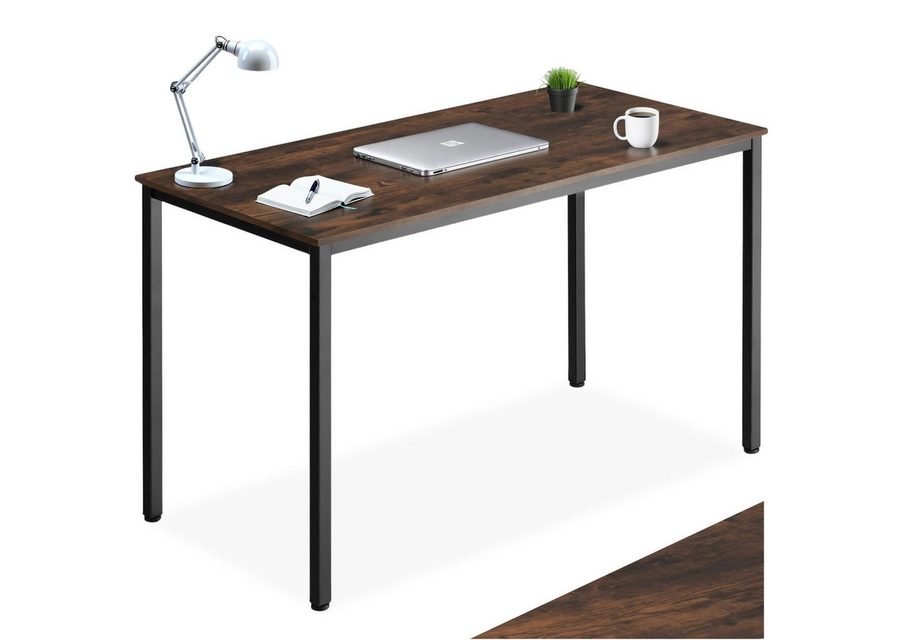 tectake Schreibtisch Computertisch aus Holz und Stahl, 120 x 60 x 75,5 cm (Arbeitstisch Vanport, 1-St., in Industrial Holz dunkel, rustikal), große Beinfreiheit, mit höhenverstellbaren Kunststofffüßen von TECTAKE