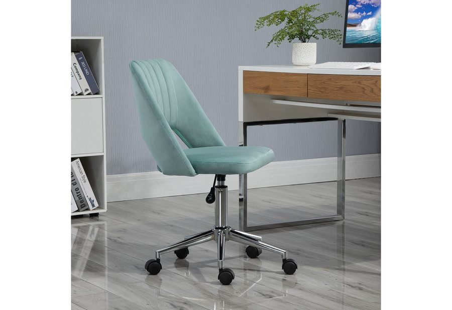 Vinsetto Bürostuhl Homeoffice Stuhl höhenverstellbar Drehstuhl bis 120 kg belastbar (drehbar Homeoffice Stuhl, 1 St), Ergonomisch Schminkstuhl für Schlafzimmer, Arbeitszimmer, Grün von Vinsetto