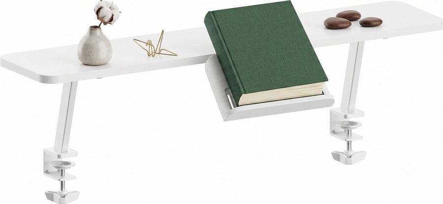 HOKO Schreibtisch Schreibtischaufsatz mit neigbarer Buchstütze (90x20 cm Tischaufsatz mit 24x13 cm Buchstütze, Klemmmontage ohne Bohren mit 2 Schraubklemmen, bis 20 kg belastbar), für Kinderzimmer, für Kinder- & Jugendschreibtische, JONA von HOKO