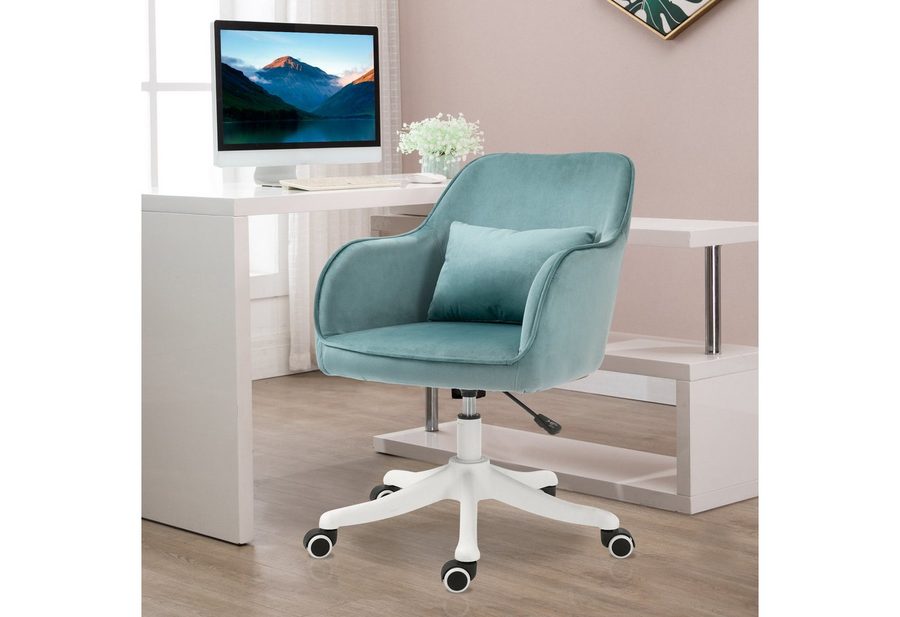 Vinsetto Schreibtischstuhl Ergonomischer Chefsessel 360° Drehbar Computerstuhl, Samtoptik (Massagestuhl, 1 St), für Büro, Grün von Vinsetto