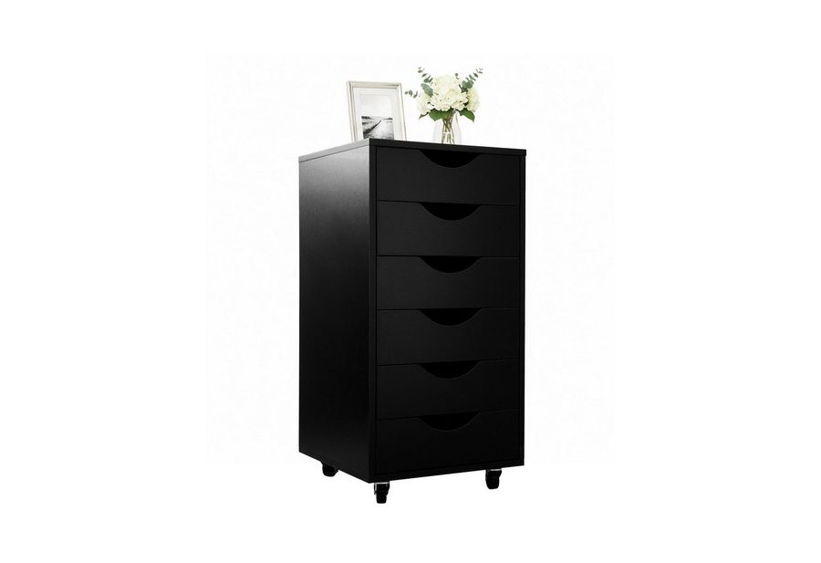 relaxdays Rollcontainer 6 Schubladen, (1 St), schwarz von RELAXDAYS