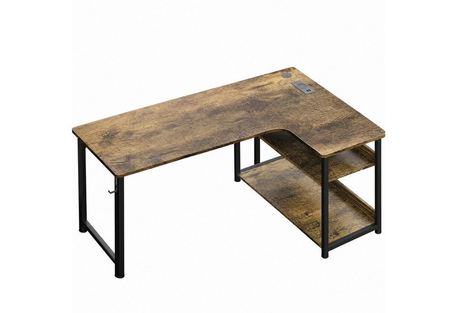 GTPLAYER Schreibtisch Gaming Tisch Eckschreibtisch mit Regal USB-Ladeanschluss und Steckdose (1 Tisch), 120/100cm Computertisch L Form, PC Tisch für Büro, Heimbüro von GTPLAYER