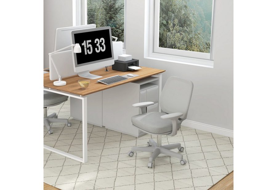 Vinsetto Bürostuhl Schreibtischstuhl mit Drehfunktion, höhenverstellbar Computerstuhl (ergonomisch Schreibtischstuhl, 1 St), für Home-Office, Polyester, Grau von Vinsetto