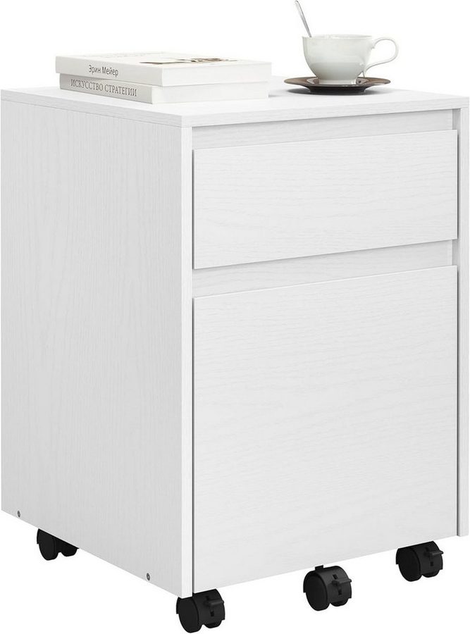 Woltu Rollcontainer, mit 2 Schubladen, Büroschrank auf Rollen, 40x57x40 cm von WOLTU