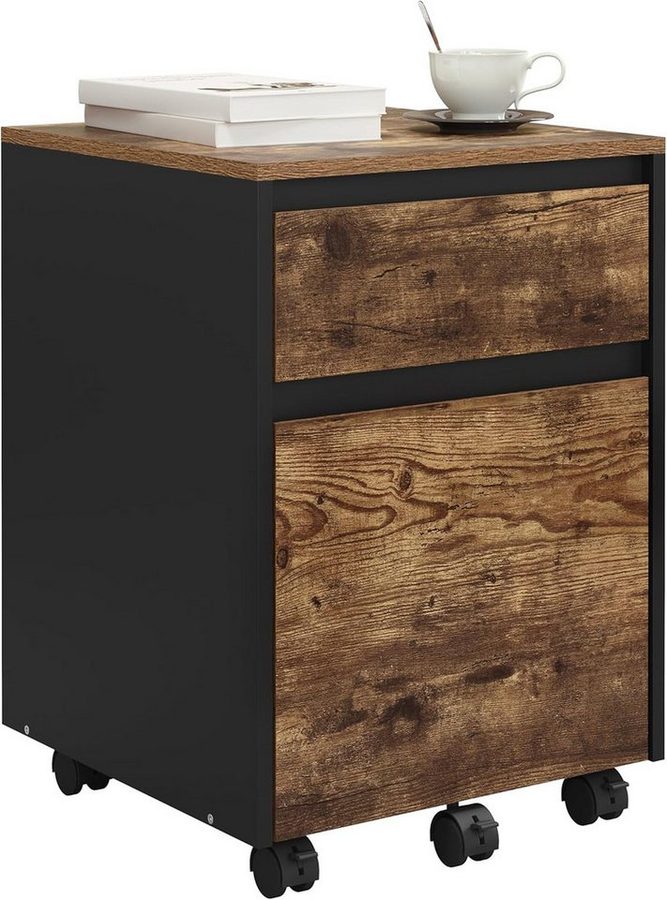 Woltu Rollcontainer, mit 2 Schubladen, Büroschrank auf Rollen, 40x57x40 cm von WOLTU
