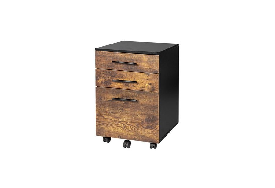 relaxdays Rollcontainer mit Hängeregister, (1 St), Industrial-Schwarz von RELAXDAYS