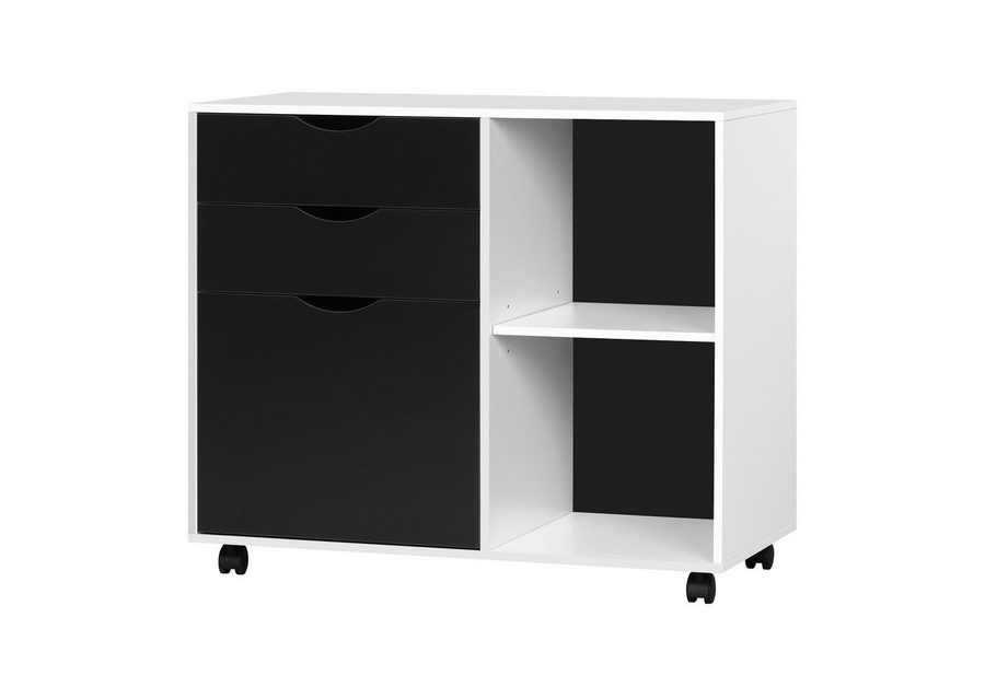 Woltu Rollcontainer, Aktenschrank mit 3 Schubladen, 5 Rollen, Büroschrank von WOLTU