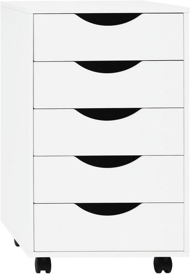 Woltu Rollcontainer, mobiler Aktenschrank mit 5 Schubladen, mit Rollen, 40x66,5x40 cm von WOLTU