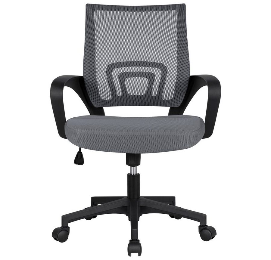 Yaheetech Bürostuhl Höhenverstellbarer Drehstuhl mit Schaukelfunktion, ergonomischer Schreibtischstuhl Arbeitsstuhl mit Netzrückenlehne von Yaheetech