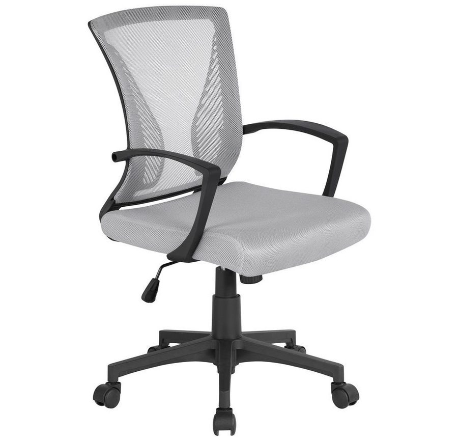 Yaheetech Bürostuhl aus Mesh-Gewebe Höhenverstellbarer Schreibtischstuhl, Ergonomischer Drehstuhl Arbeitsstuhl Computerstuhl mit Wippfunktion von Yaheetech