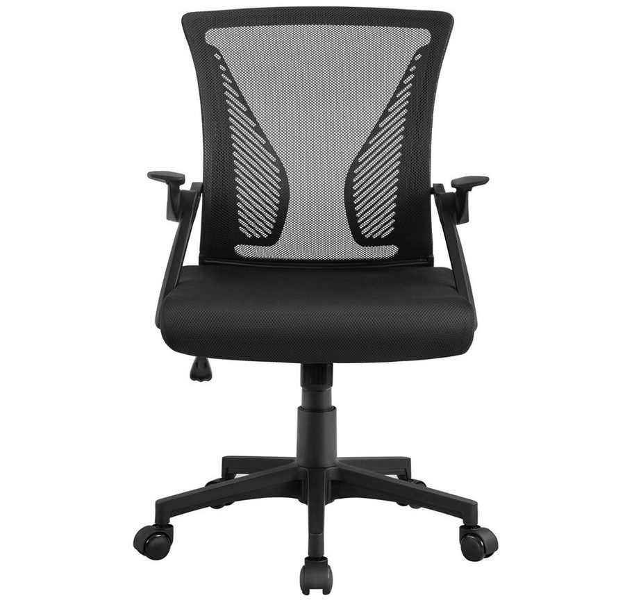 Yaheetech Bürostuhl aus Mesh-Gewebe Höhenverstellbarer Schreibtischstuhl, Ergonomischer Drehstuhl Arbeitsstuhl mit Hochklappbaren Armlehnen von Yaheetech