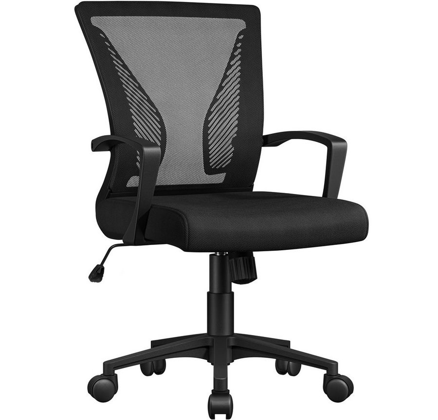 Yaheetech Bürostuhl aus Mesh-Gewebe Höhenverstellbarer Schreibtischstuhl, Ergonomischer Drehstuhl Arbeitsstuhl Computerstuhl mit Wippfunktion von Yaheetech