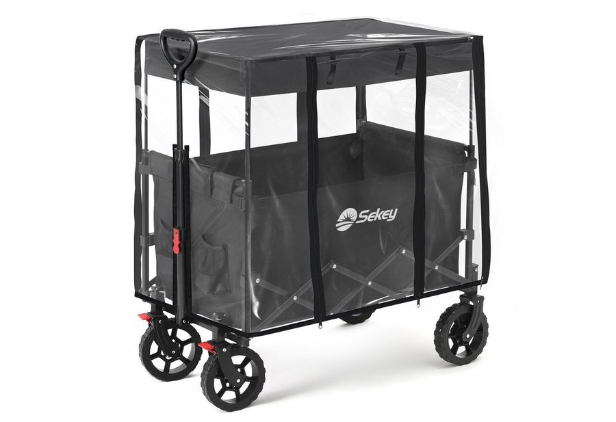 Sekey Bollerwagen Regenschutz Regenschutzhülle für Faltbarer Bollerwagen mit Dach, Hochwertiger Reißverschluss, Hornverschluss, umweltfreundliches EVA von Sekey