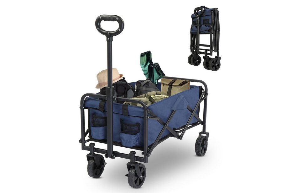 LALAHO Bollerwagen Faltbar Handwagen Gerätewagen, bis zu 100 kg, klappbar Transportwagen,74.5x43.5x85cm von LALAHO