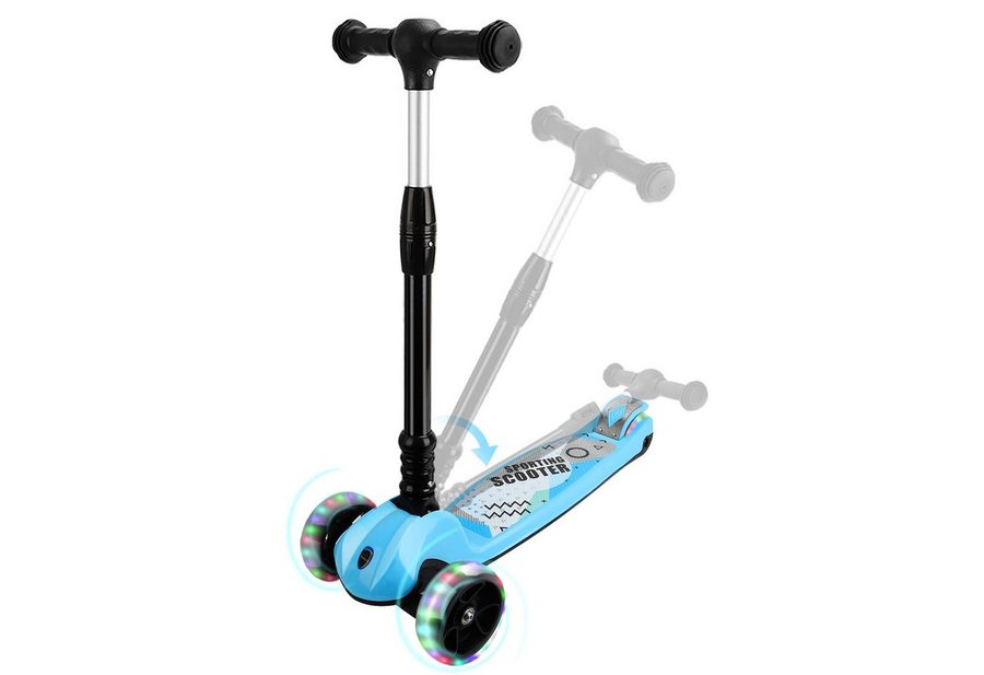 OUNUO Dreiradscooter Höhenverstellbarer Kinderroller mit LED-Rädern für Kinder ab 3 Jahren von OUNUO