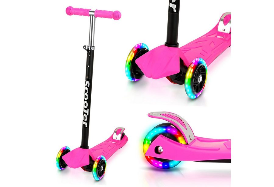 Clanmacy Scooter Kinderroller Tretroller LED-Räder bis 50 kg Höhenverstellbar von Clanmacy