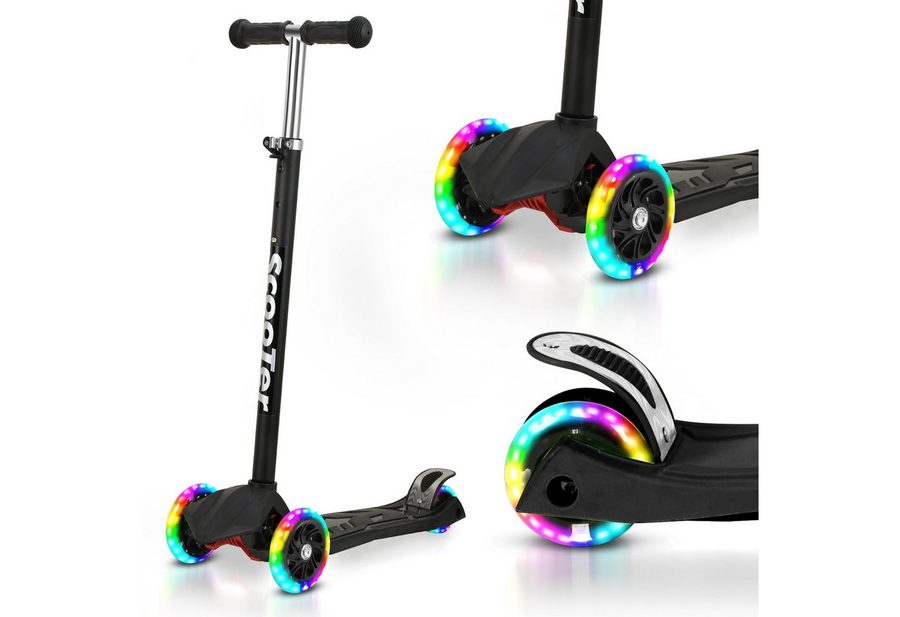 Clanmacy Scooter Kinderroller Tretroller LED-Räder bis 50 kg Höhenverstellbar von Clanmacy