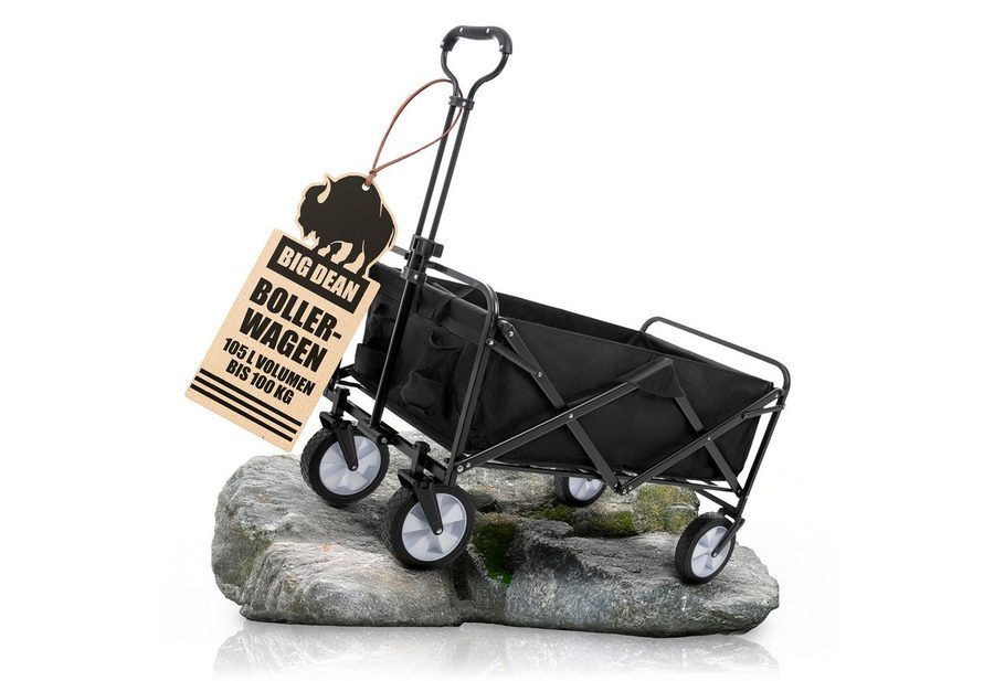 BigDean Bollerwagen Bollerwagen faltbar 100kg belastbar 105L robuster Bollerwagen (Stück, 1-tlg., Bollerwagen), Schiebegriff, Dachaufbau, 2 Feststellbremsen von BigDean