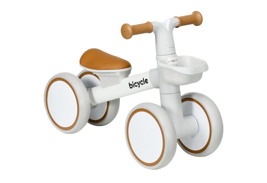 AIYAPLAY Laufrad Kinder ab 1 Jahre Baby bis 20 kg Lauflernrad 7 Zoll, Kleinkind Spielzeug, braun+weiß, 56 x 27 x 39 cm von AIYAPLAY