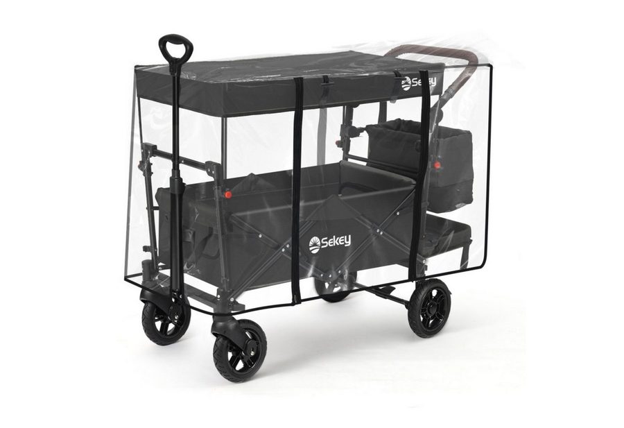Sekey Bollerwagen Regenschutz Regenschutzhülle für Faltbarer Bollerwagen mit Dach, Hochwertiger Reißverschluss, Hornverschluss, umweltfreundliches EVA von Sekey