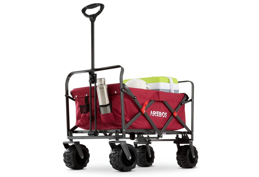 Arebos Bollerwagen faltbar mit 100 kg Tragkraft – Transportkarre für Garten & Freizeit (1-tlg., Teleskopstange), bis zu 100 Kg von Arebos