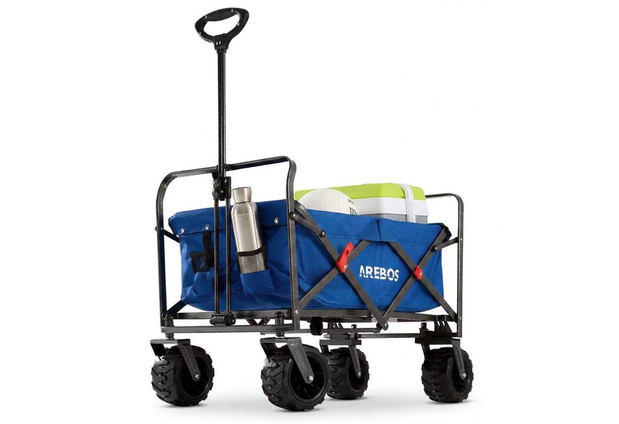Arebos Bollerwagen faltbar mit 100 kg Tragkraft – Transportkarre für Garten & Freizeit (1-tlg), festen schmutz- und wasserabweisenden Material von Arebos