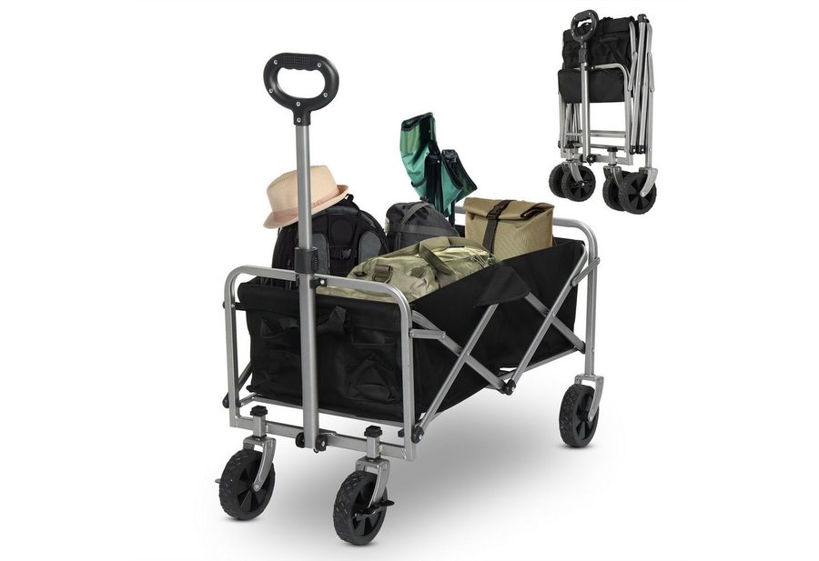 LALAHO Bollerwagen Faltbar Handwagen Gerätewagen, bis zu 100 kg, klappbar Transportwagen,74.5x43.5x85cm von LALAHO