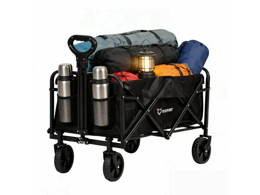 FOXSPORT Bollerwagen faltbar, Handwagen, Transportwagen, Strandbuggy (Packung), breites Geländepanzerrad, max. 75 kg, Vorder- & Hinterbremse von FOXSPORT